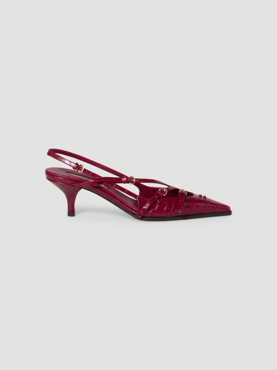 Miu Miu Women's Crocodile Embossed Calfskin Slingback Pumps - Red - Size 7