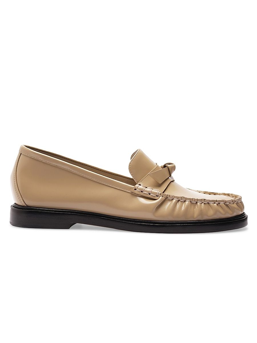 Women's Clarita Knot-Detailed Patent Leather Loafers - Semolina - Size 11