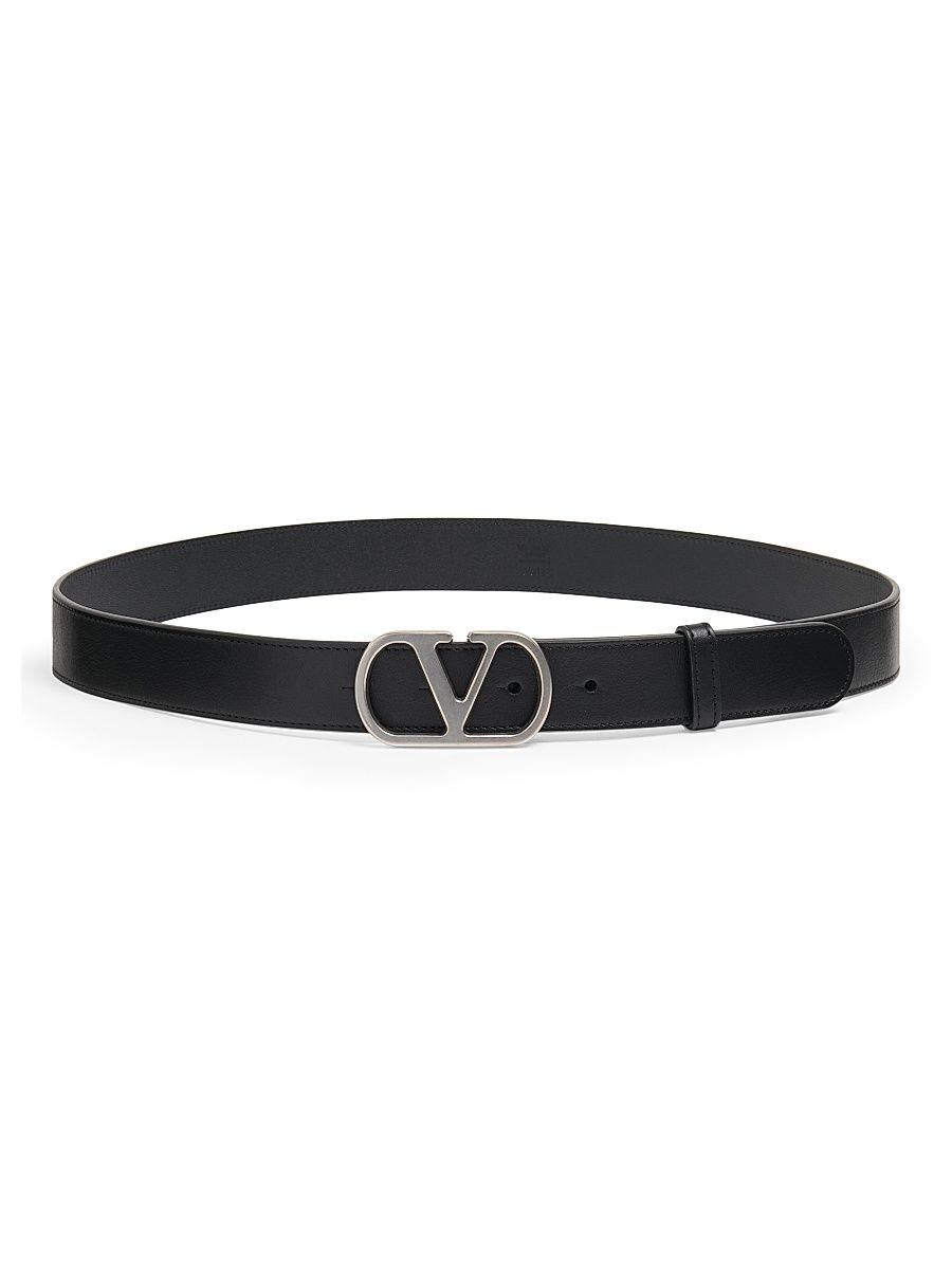 Men's VLogo Signature Belt in Shiny Calfskin 30MM - Black - Size 46