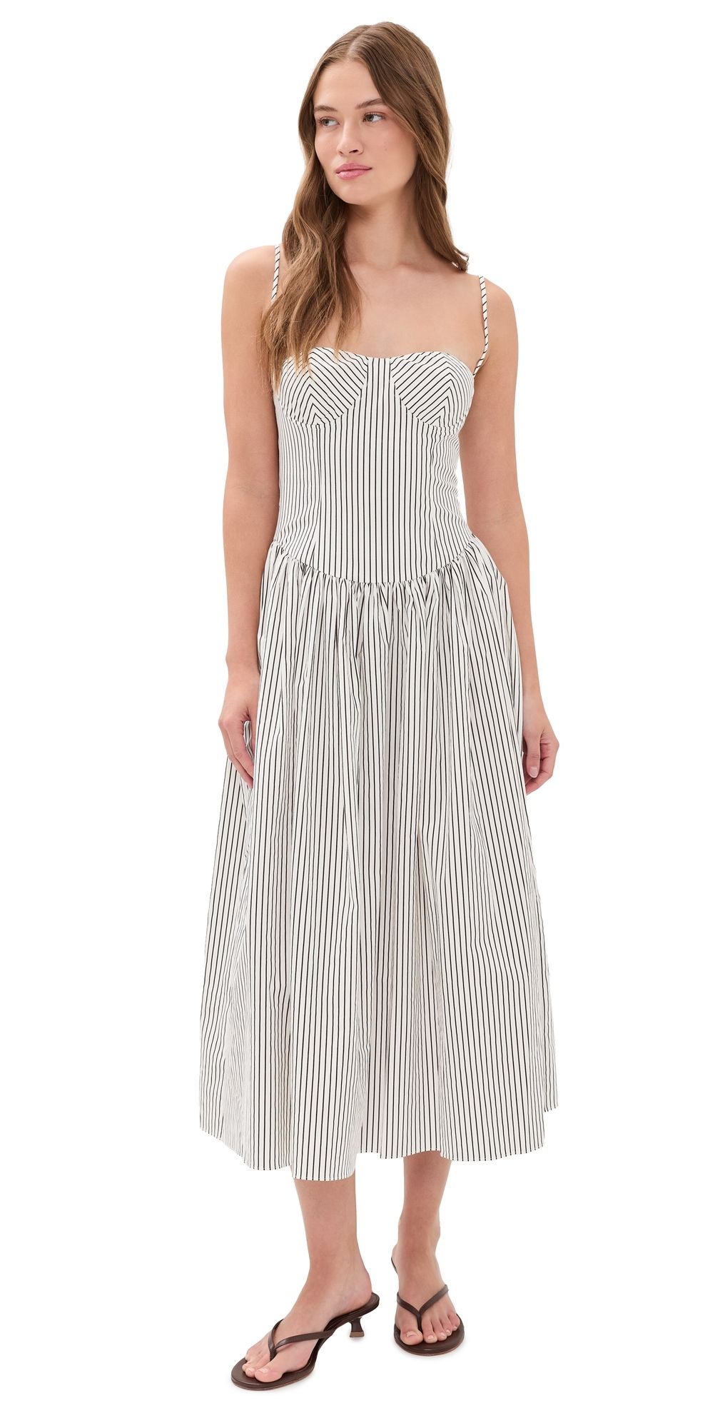 o. p.t Ava Dress Cream Brown Stripe XS