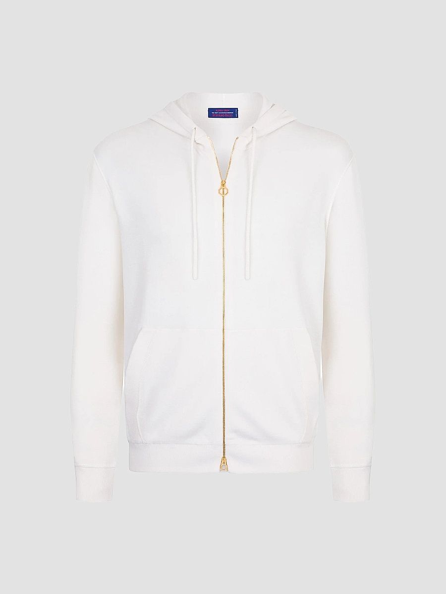 Stefano Ricci Men's Alpha Yarn Cashmere Jogging Blouson Sweater - White - Size 48