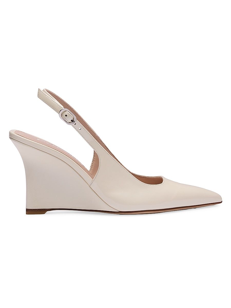 Women's Vinnie 85MM Leather Wedge Slingback Pumps - Blushful - Size 9.5