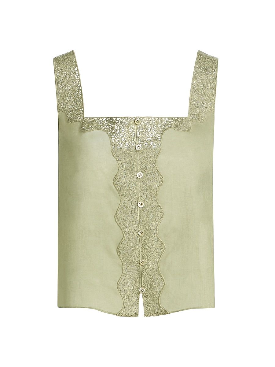 Women's The Embroidered Tank - Sage - Size Large