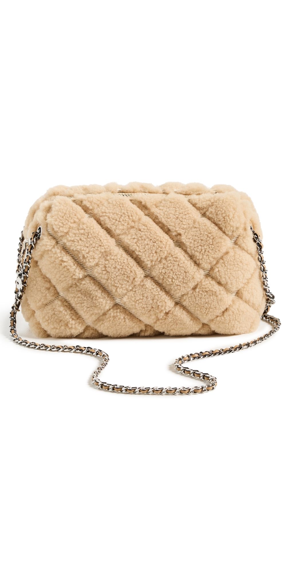 Tory Burch Fleming Shearling Soft Crossbody Bag Potato/Toasted Sesame One Size