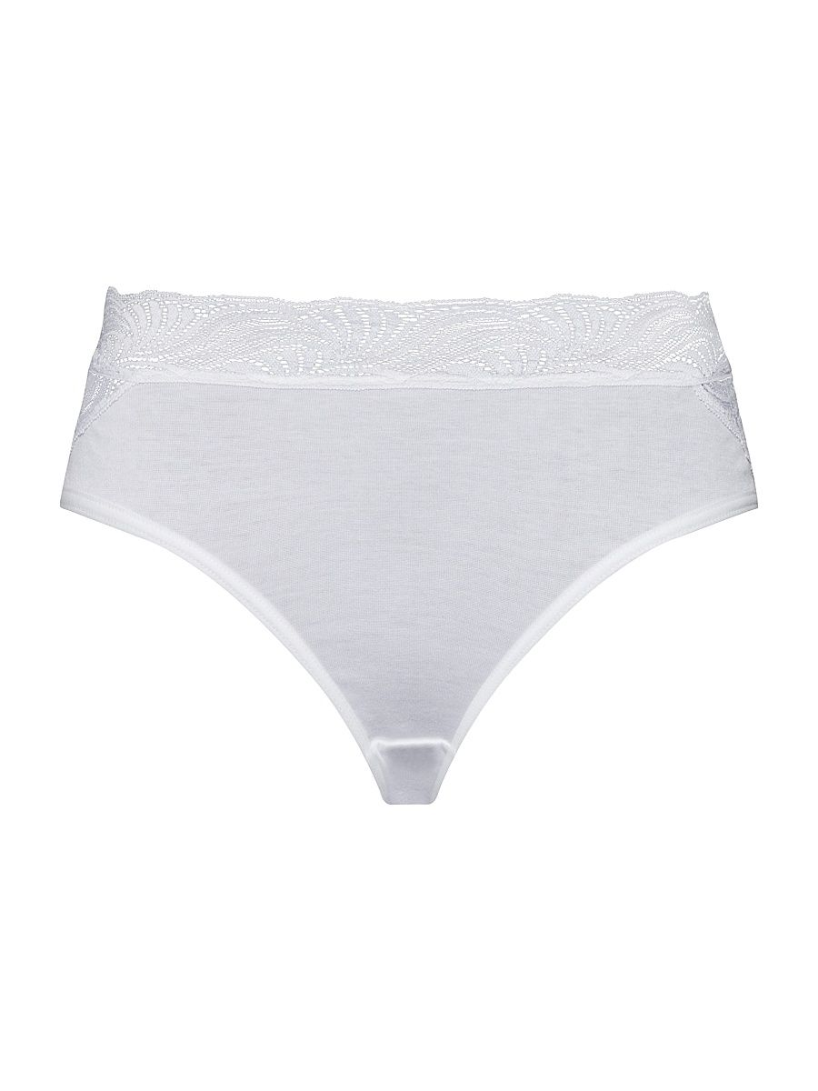 Women's Cotton Delight Lace-Trim Briefs - White - Size XL