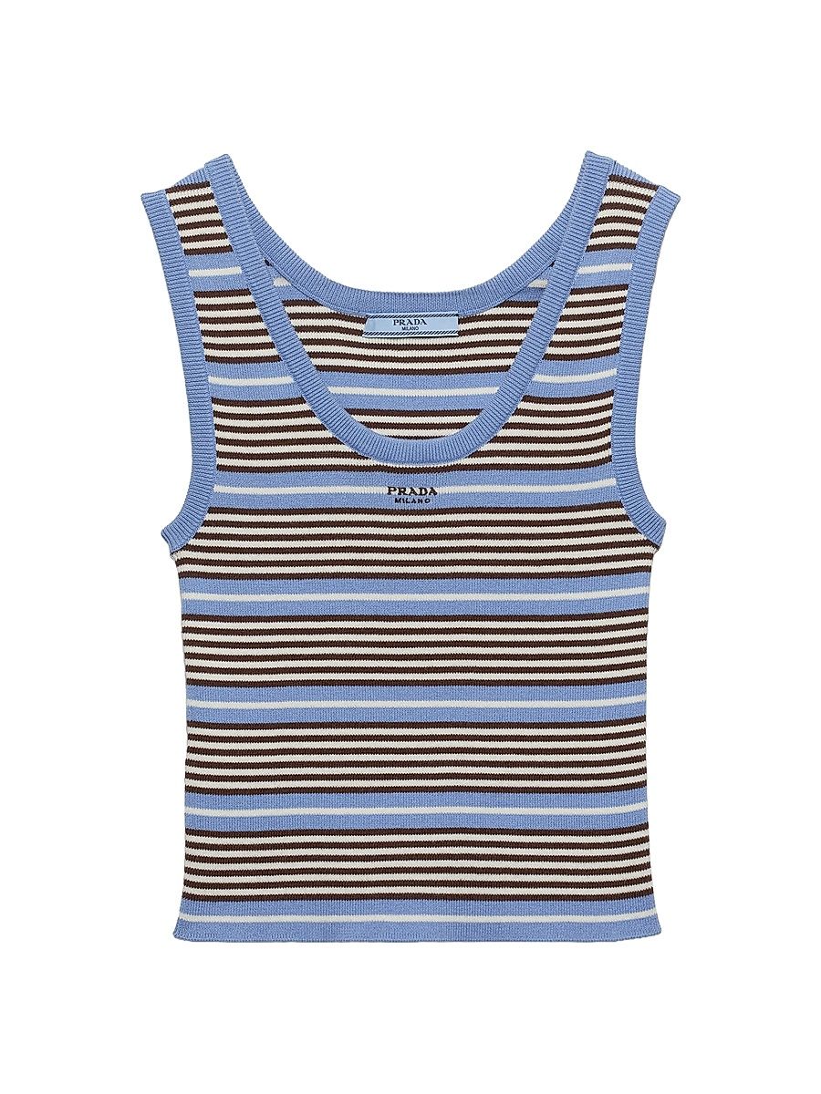 Women's Cotton Knit Tank Top - Blue - Size 6