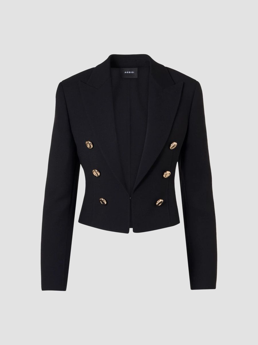 Akris Women's Kesly Double-Faced Wool Short Jacket - Black - Size 16