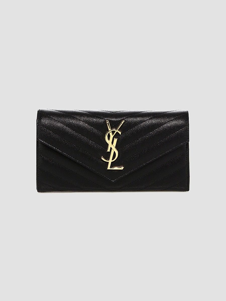 Saint Laurent Women's Monogram Matelassé Leather Flap Wallet - Black