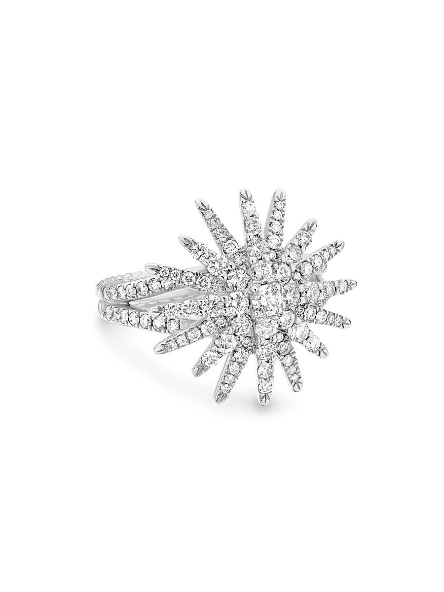 Women's Starburst Ring in 18K White Gold - Diamond - Size 5