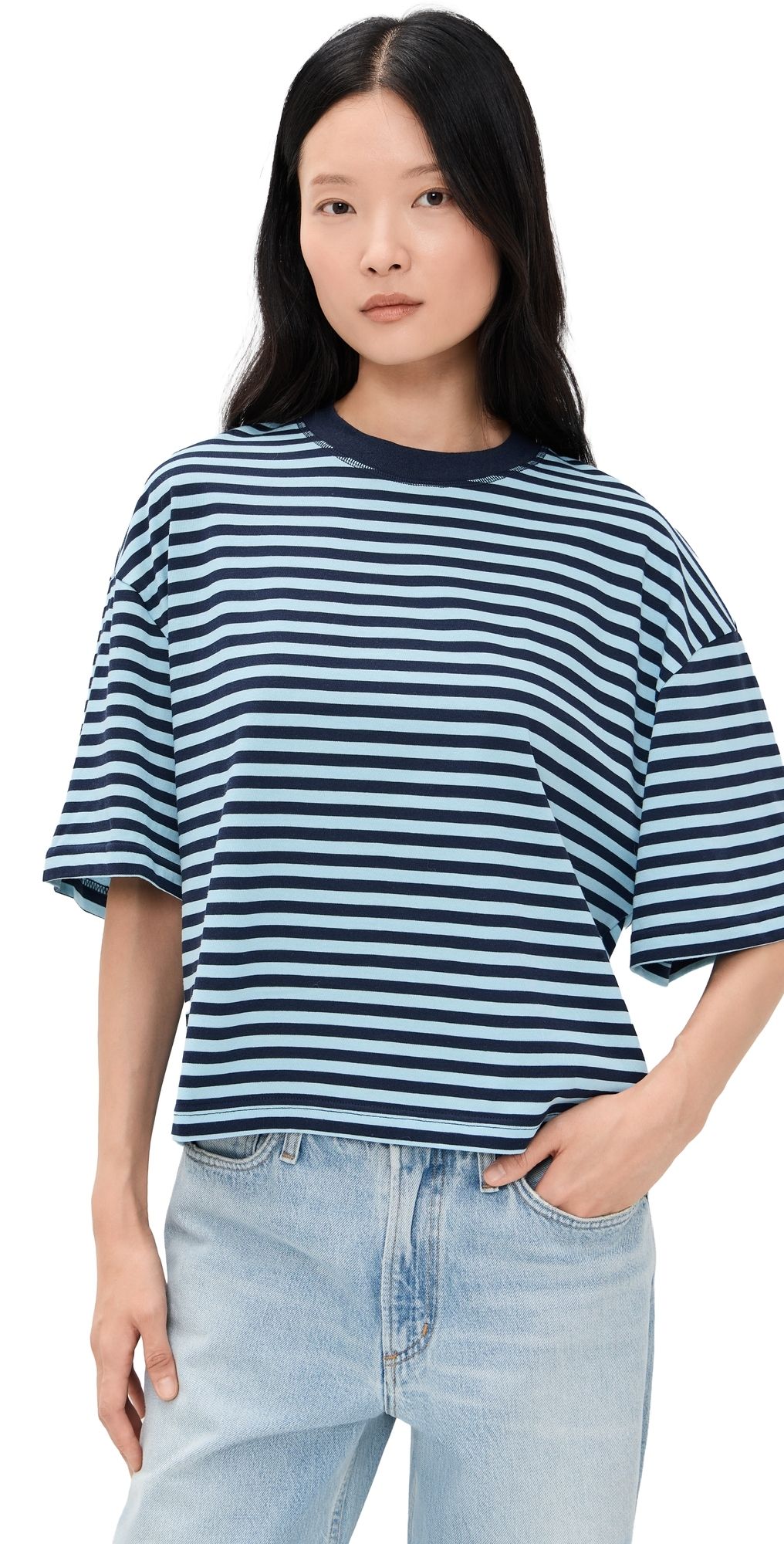 Lioness Bloom Short Sleeve Tee Navy Sea Stripe XXS