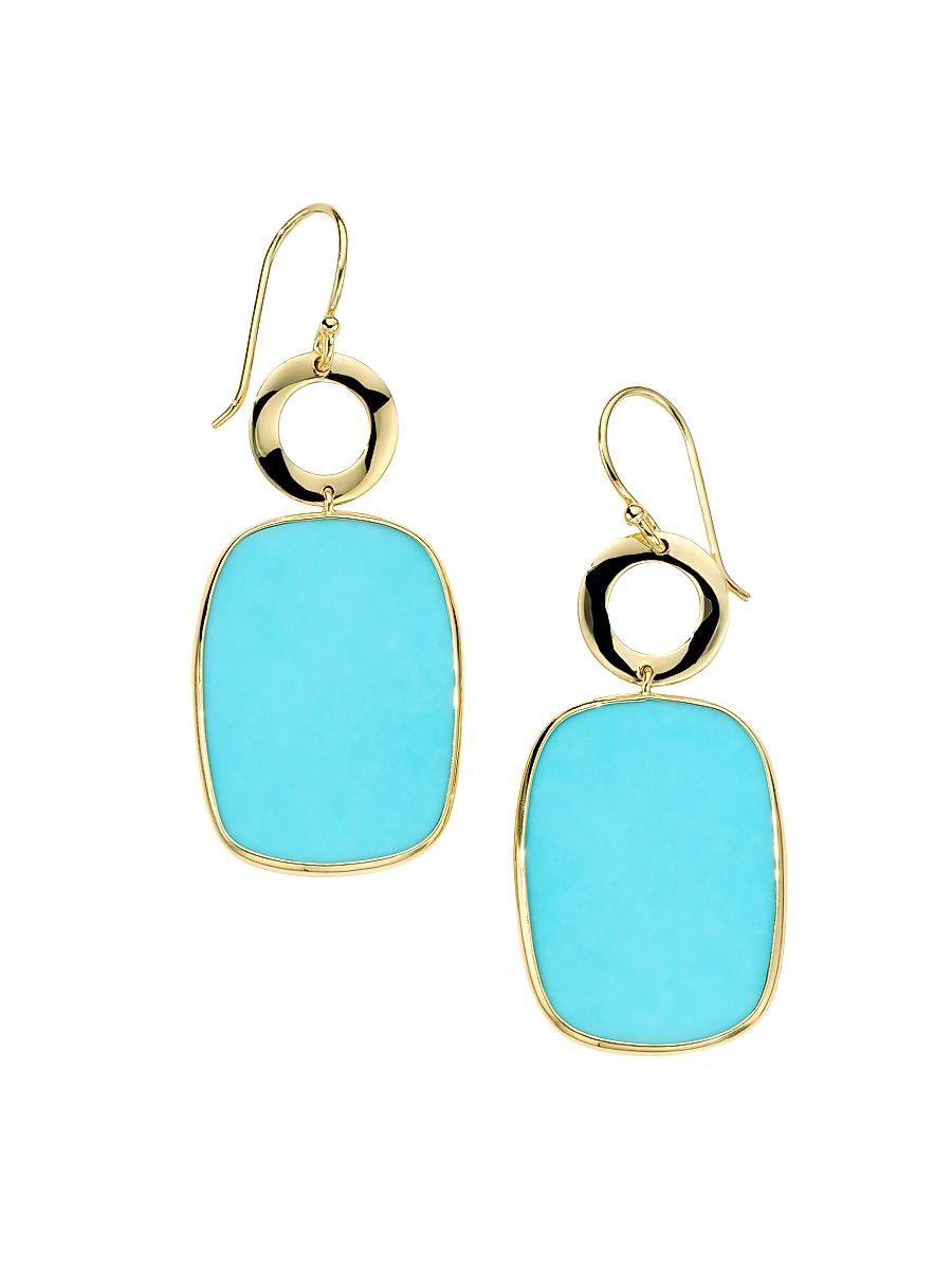 Women's Rock Candy 18K Yellow Gold & Lapis Wavy Circle Drop Earrings - Turquoise