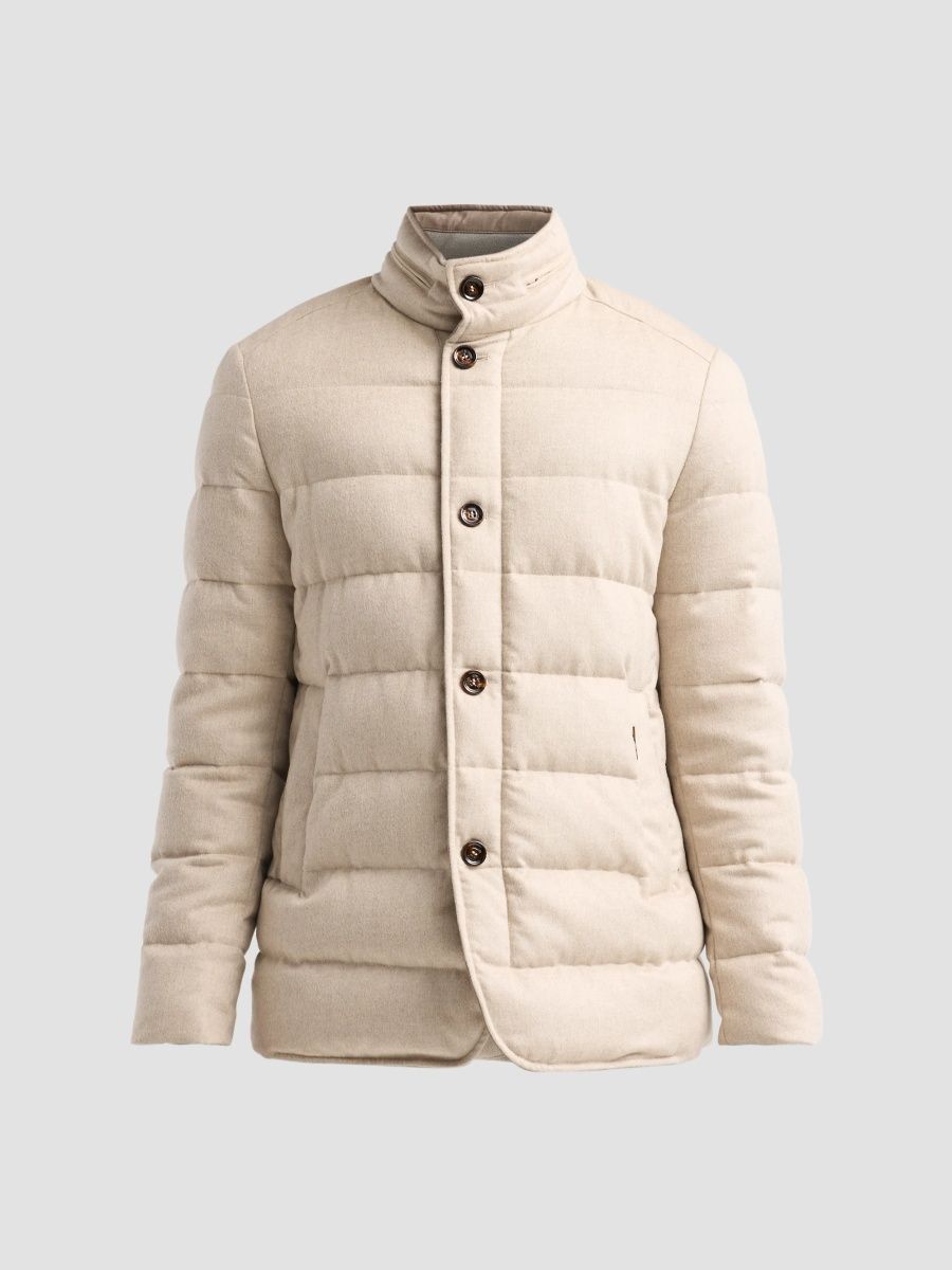 Moorer Men's Nolde Quilted Wool-Cashmere-Blend Jacket - Stone - Size 48