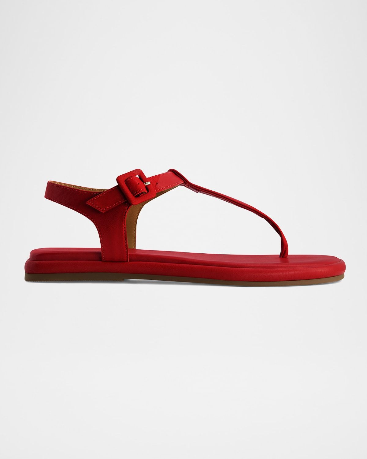 Leather Ankle-Strap Thong Sandals