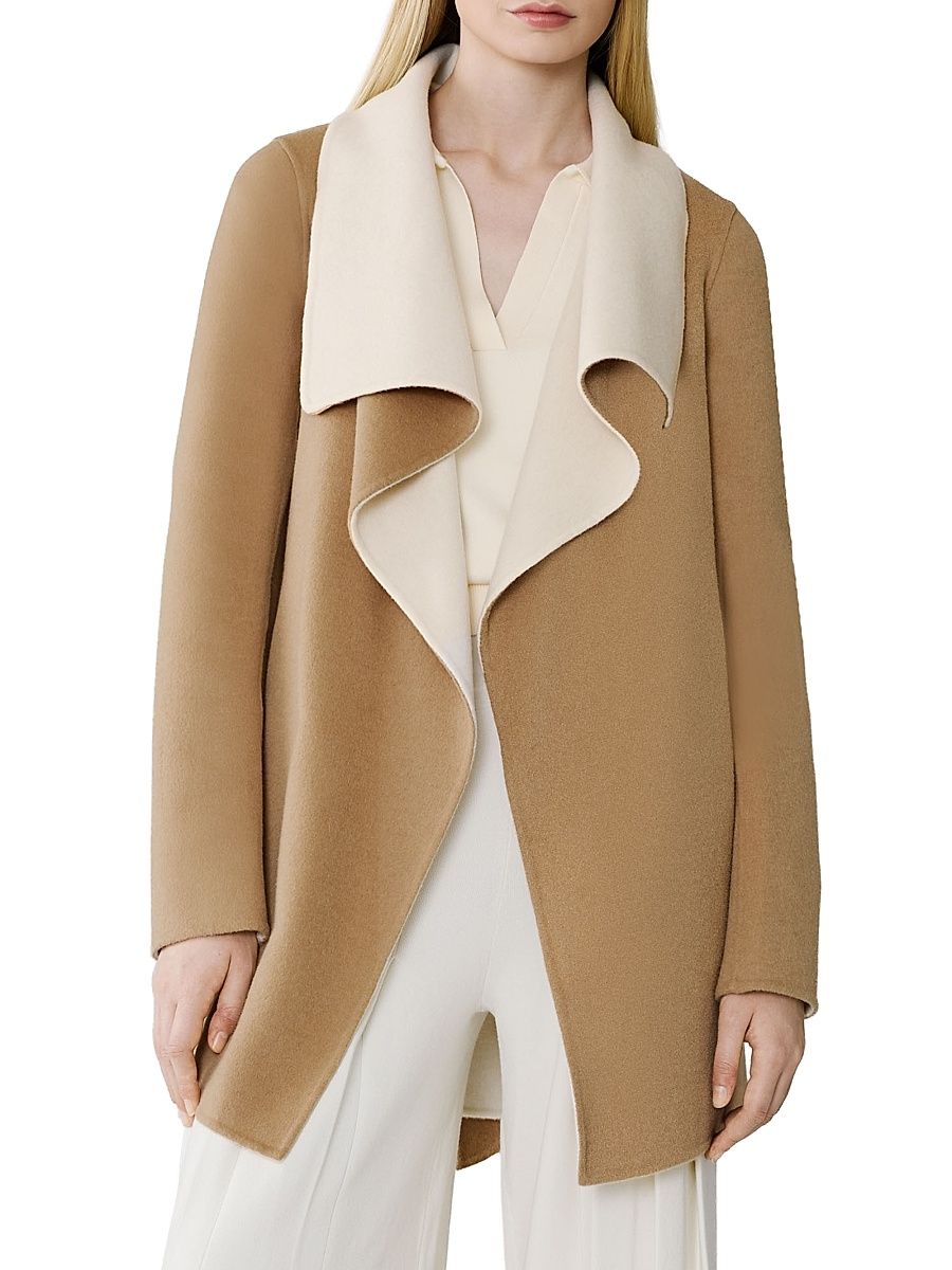 Women's Bridgette Relaxed-Fit Wool-Blend Wrap Coat - Teak Powder - Size XL