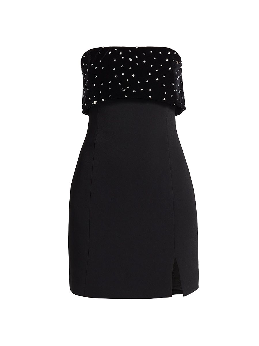 Women's Indy Embellished Combo Strapless Minidress - Black Silver - Size 4