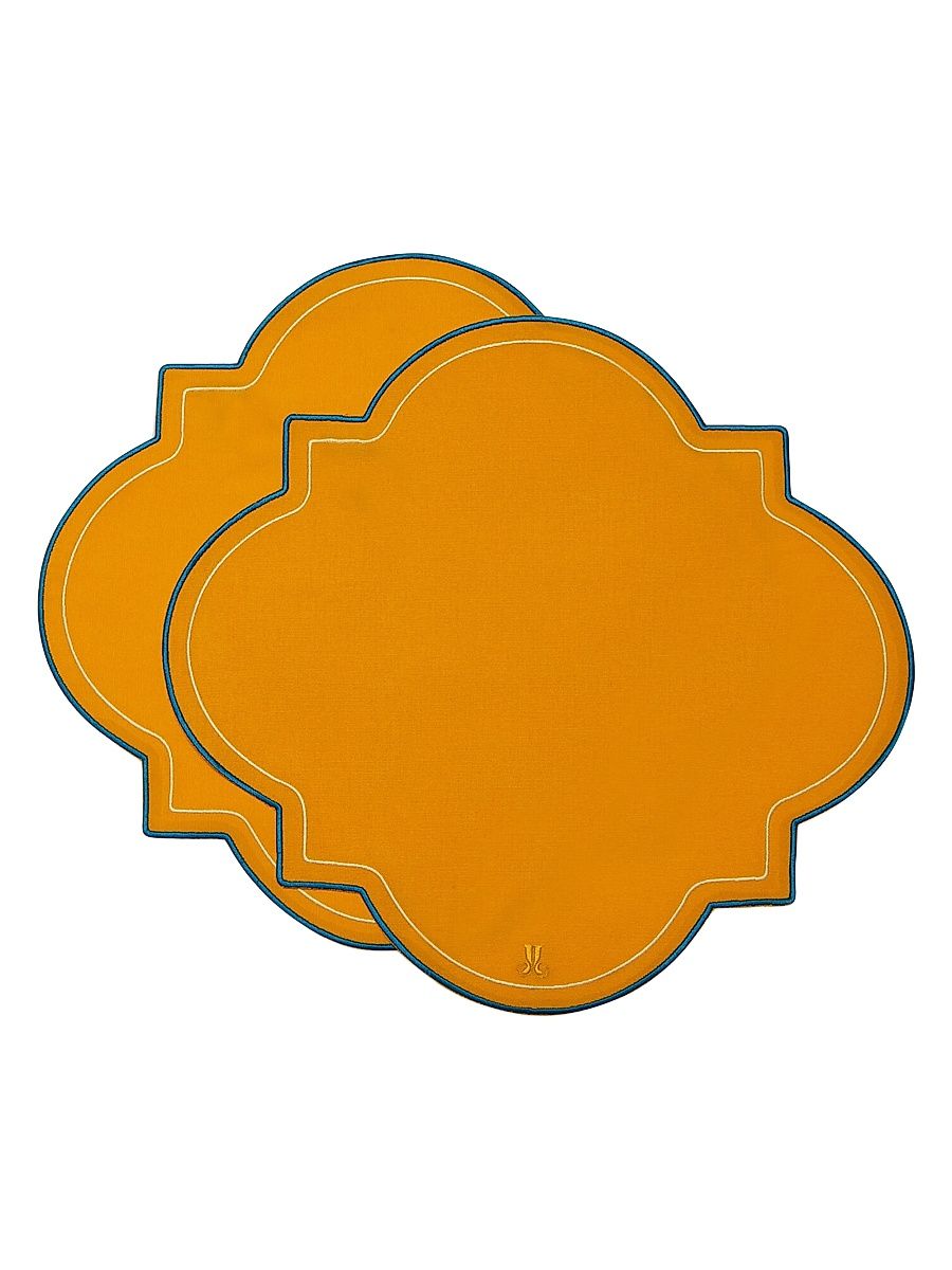Medallion Placemats Set of 2 - Solid Yellow