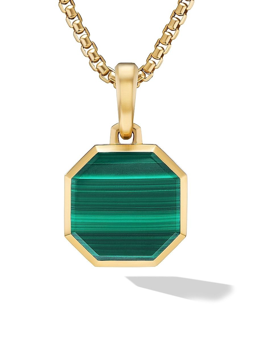David Yurman Men's Faceted Stone Amulet in 18K Yellow Gold - Lapis Lazuli