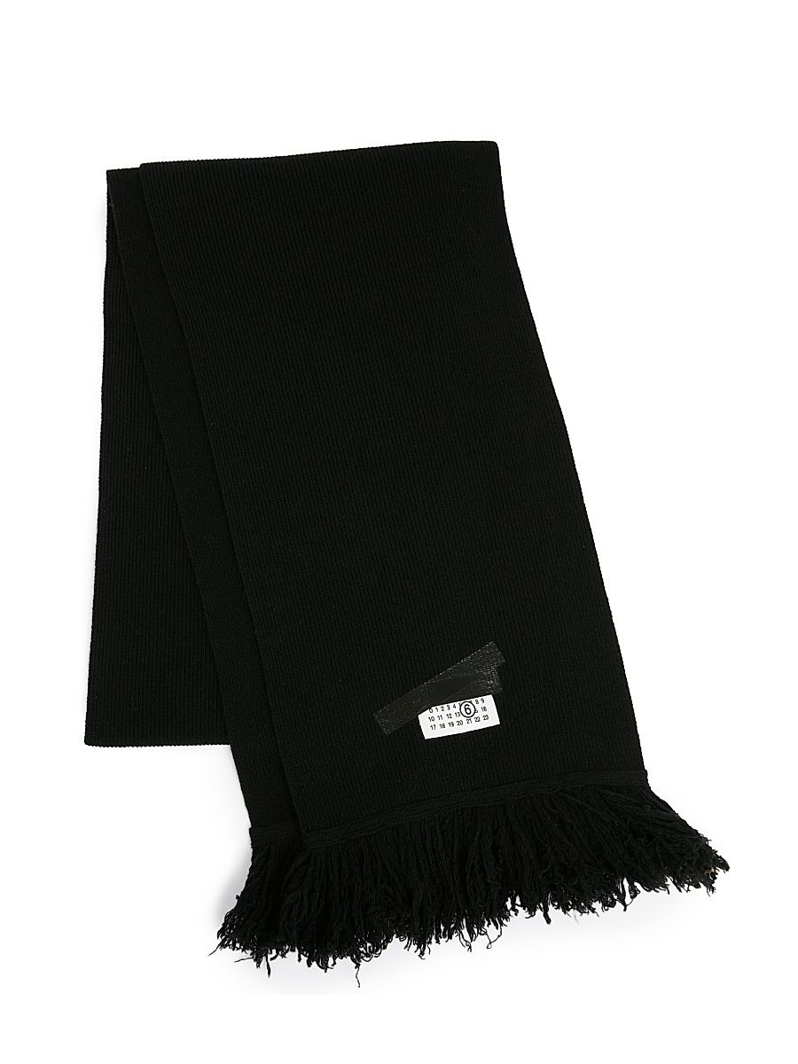 Men's Wool Knit Scarf - Black