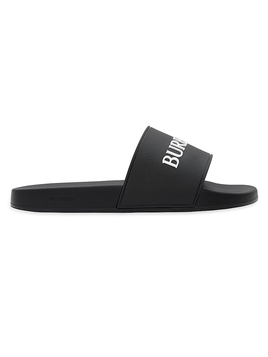 Men's Furley Logo Slide Sandals - Black White - Size 14