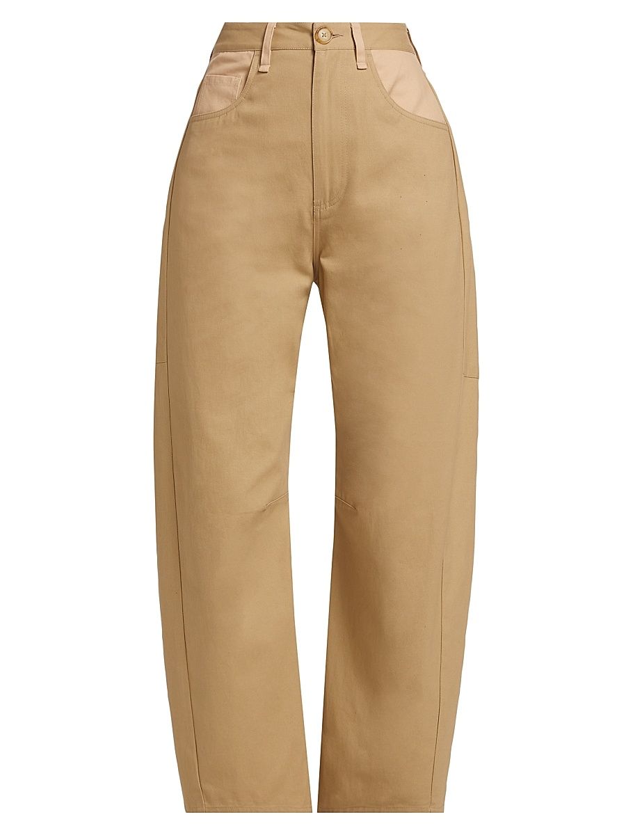 Women's Charlie Cotton Barrel-Leg Pants - Light Tan - Size 4