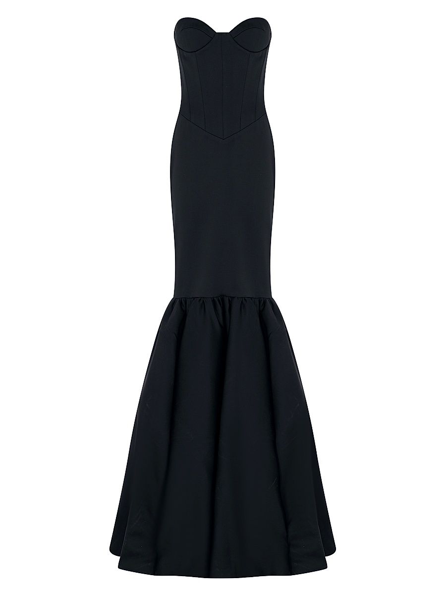 Women's Inara Satin Bustier Mermaid Gown - Obsidian Black - Size 2