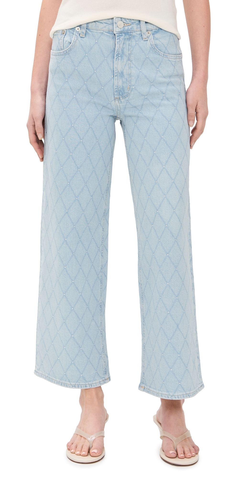 RAILS Getty Rhinestone Crop Jeans Quilted Stud 32