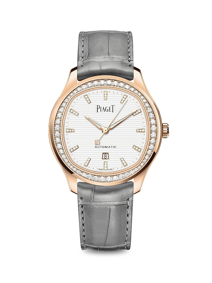 Women's Polo 18K Rose Gold, Diamond & Alligator Leather Strap Watch - Grey