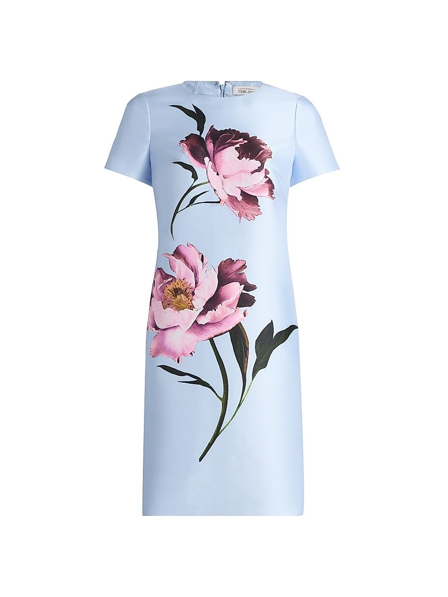 Women's Floral Placement Faille A-Line Dress - Ice Blue Multi - Size 16