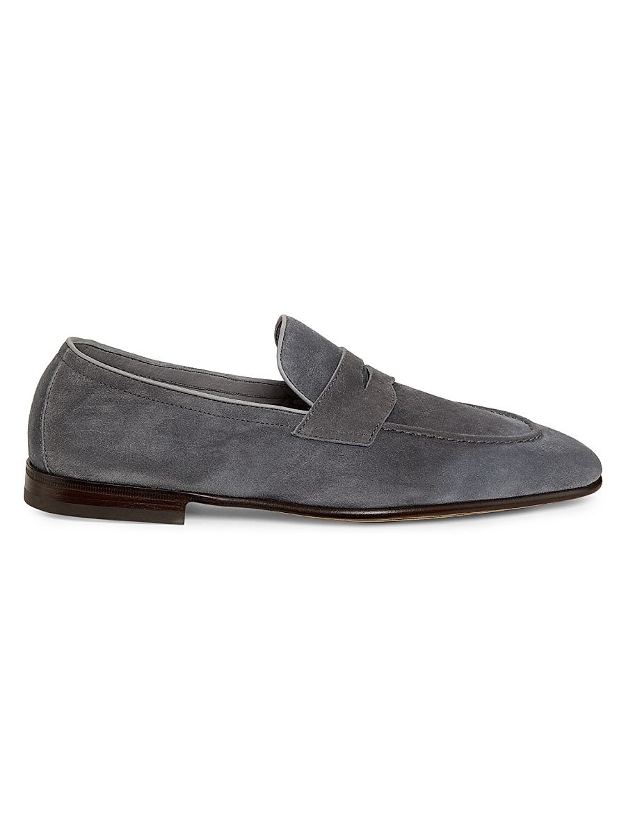 Men's Suede Loafers - Grey - Size 7.5