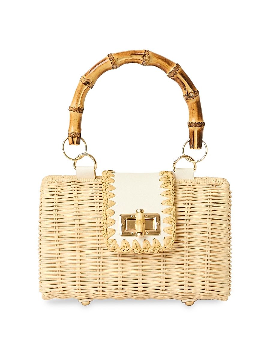 Women's Mason Bamboo Rattan Clutch - Natural