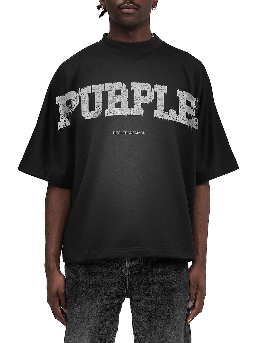 Men's Textured Jersey Oversized T-Shirt - Black - Size XL