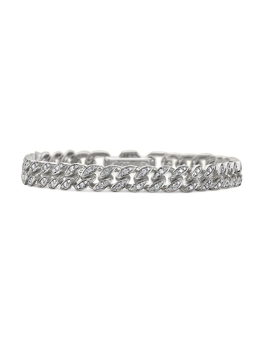 Women's Curb Chain Bracelet in Sterling Silver - Silver - Size Medium