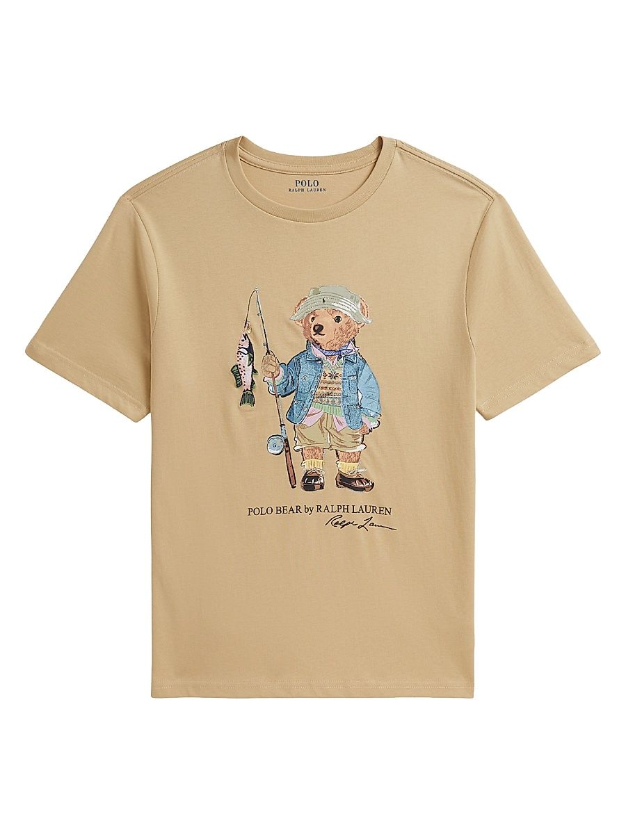 Little Boy's & Boy's Fishing Polo Bear T-Shirt - Tallow Cream - Size 7