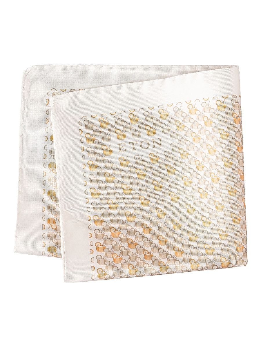 Men's Cocktail Print Silk Pocket Square - Orange