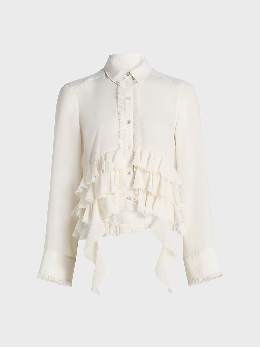 Women's Nori Ruffled Top - Ivory - Size Medium