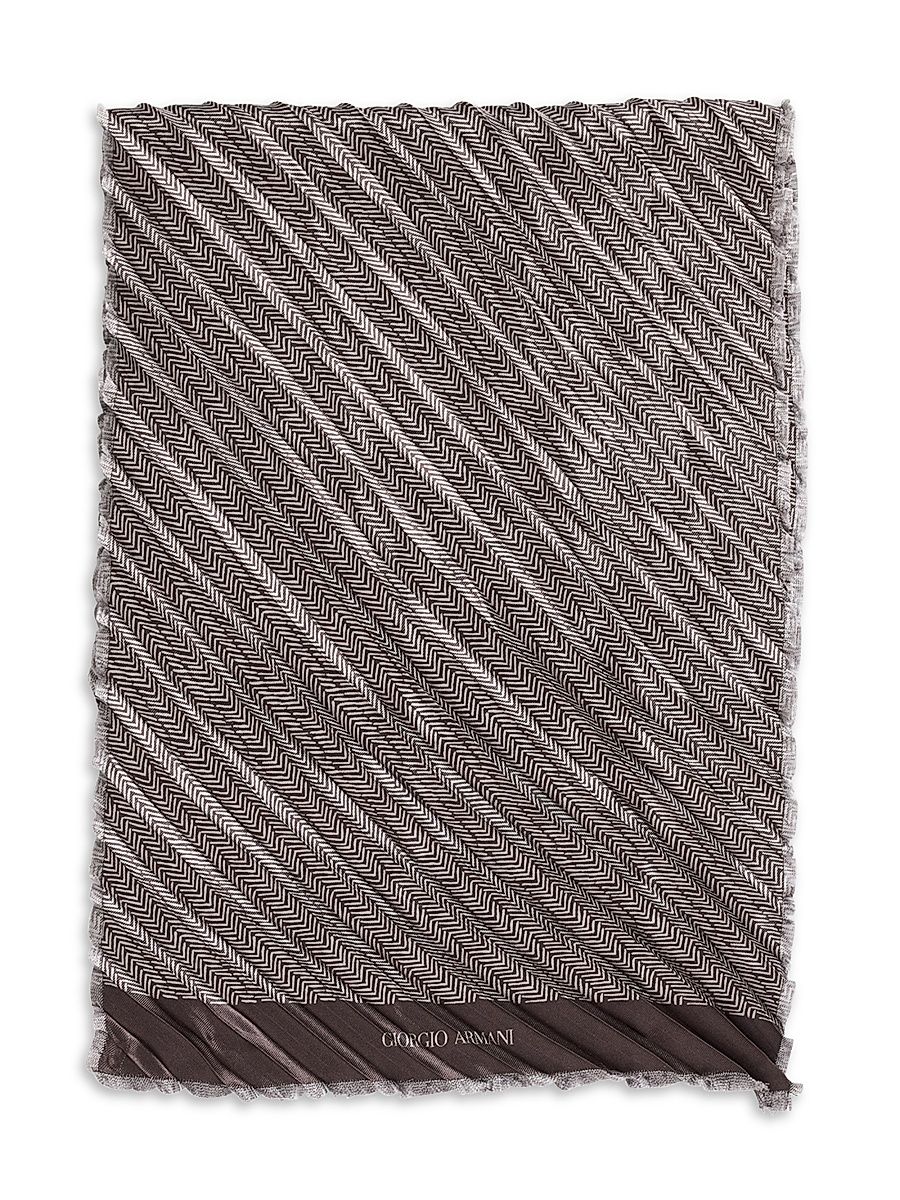 Men's Geometric Reversible Silk Scarf - Chocolate