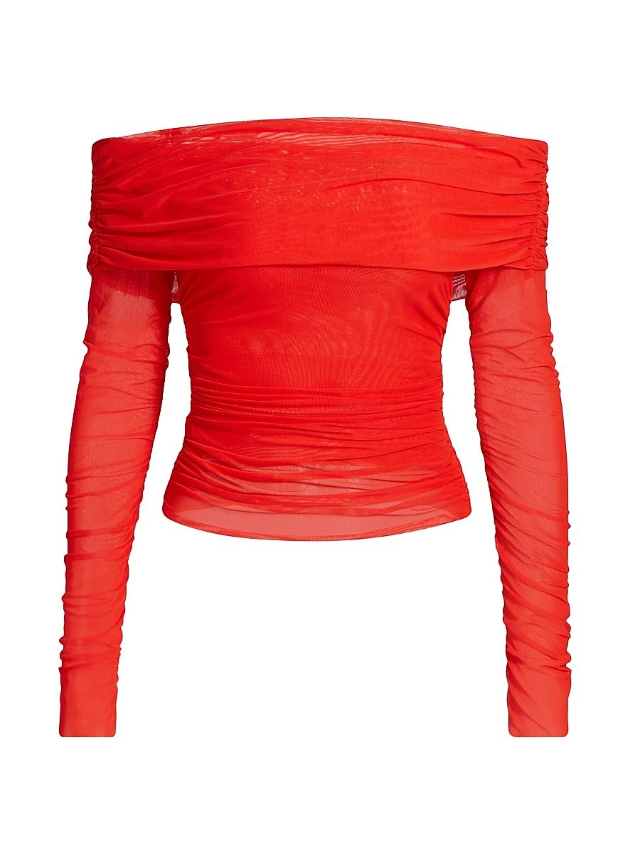 Women's Tillie Mesh Off-The-Shoulder Top - Chilli - Size 12