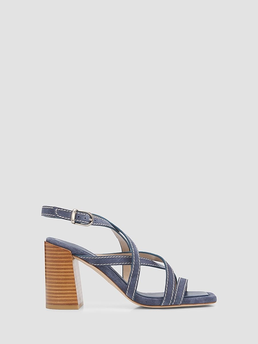 Women's Park Block 85MM Suede Strappy Sandals - Blue - Size 9.5