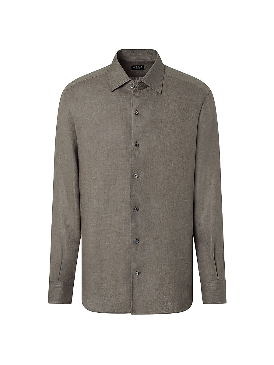 Men's Oasi Lino Shirt - Dark Taupe - Size XXL