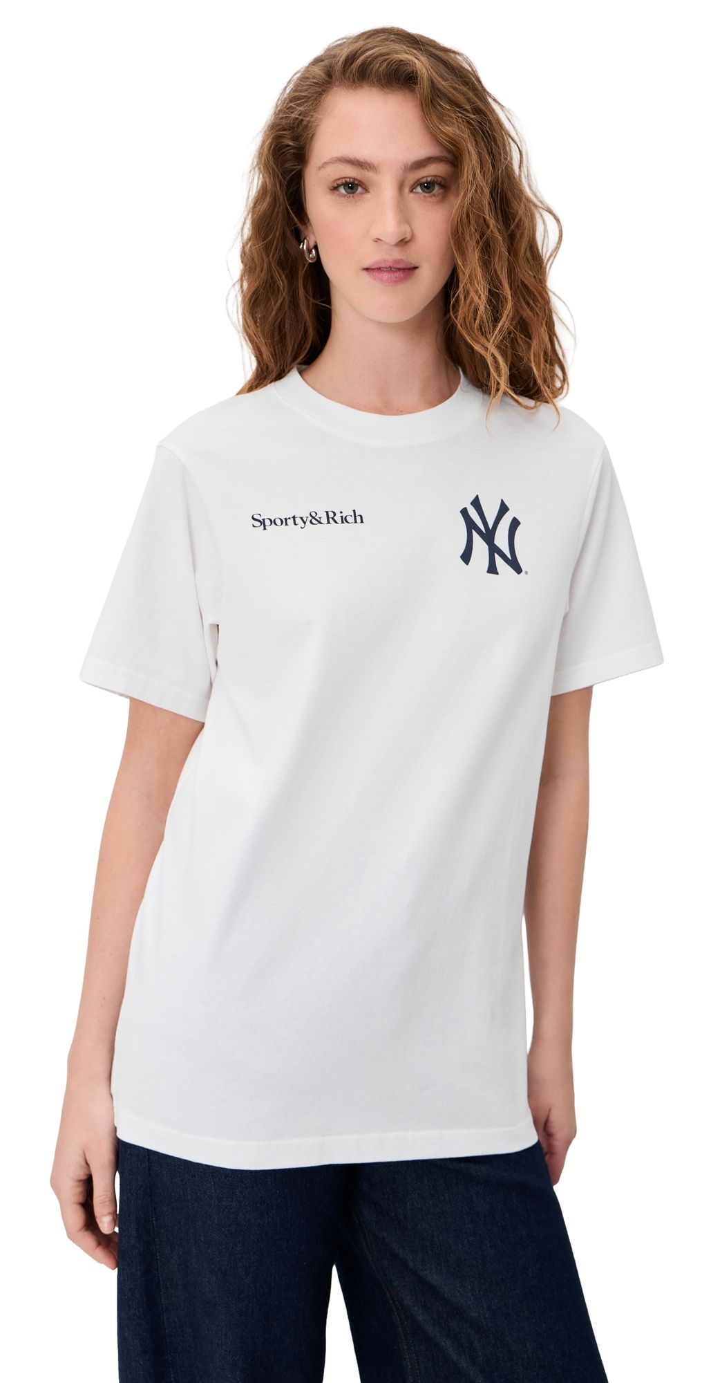 Sporty & Rich Yankees Curve T-Shirt White XL