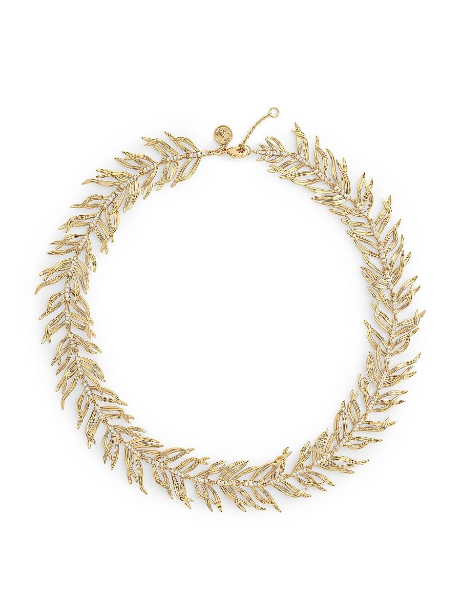 Women's Palm 18K-Gold-Plated & Cubic Zirconia Necklace - Gold
