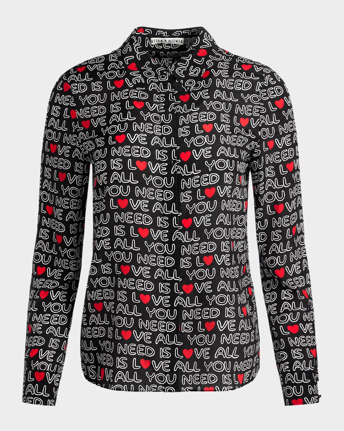 x The Beatles All You Need is Love Willa Silk Placket Top