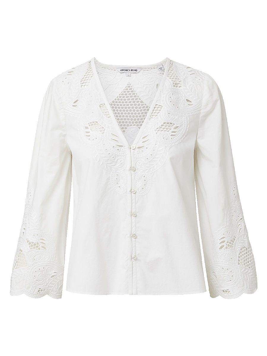 Women's Suniva Eyelet Cotton Top - White - Size 16