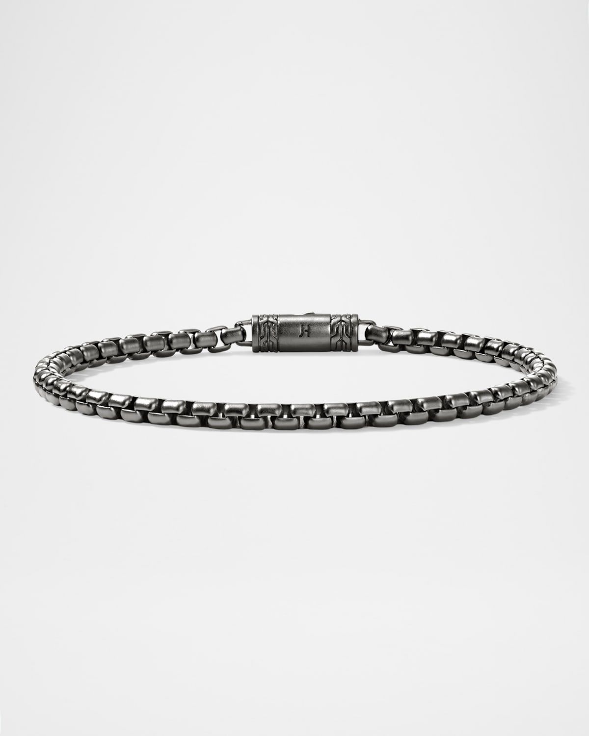 Men & apos;s Dark Sterling Silver Box Chain Bracelet, 3.7mm