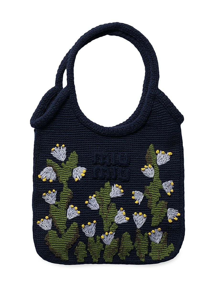 Women's Crochet Top Handle Bag - Blue