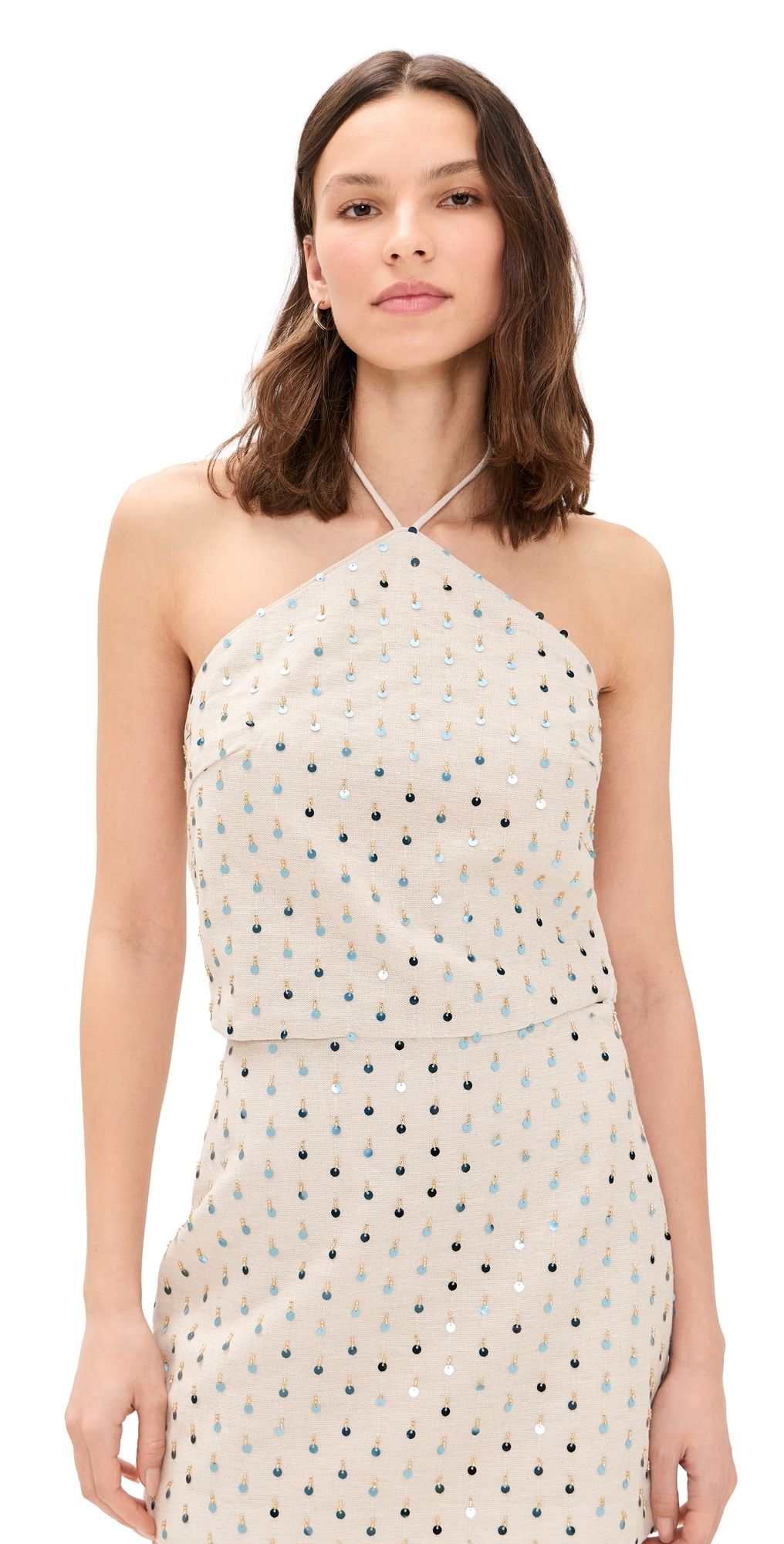 Line & Dot Sunstone Sequin Top Ecru S