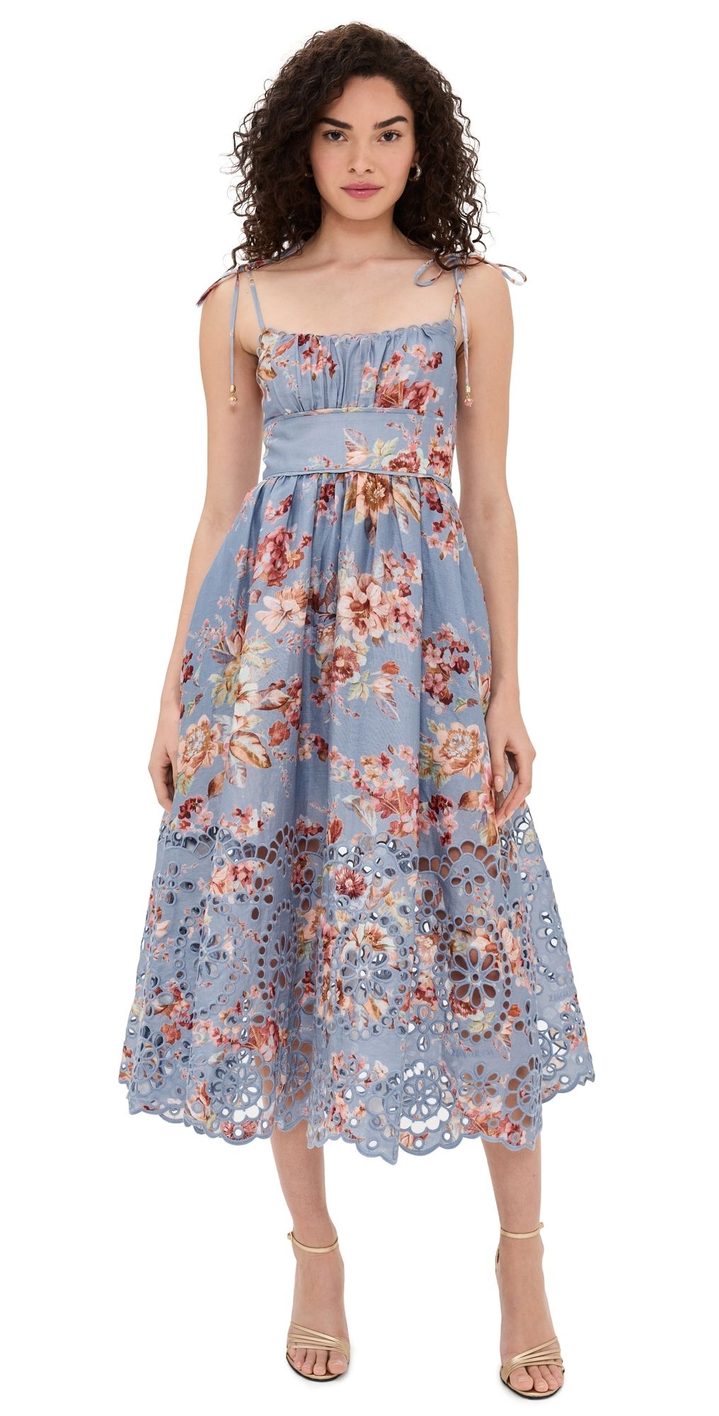 Zimmermann Awaken Picnic Dress Chambray Floral 1