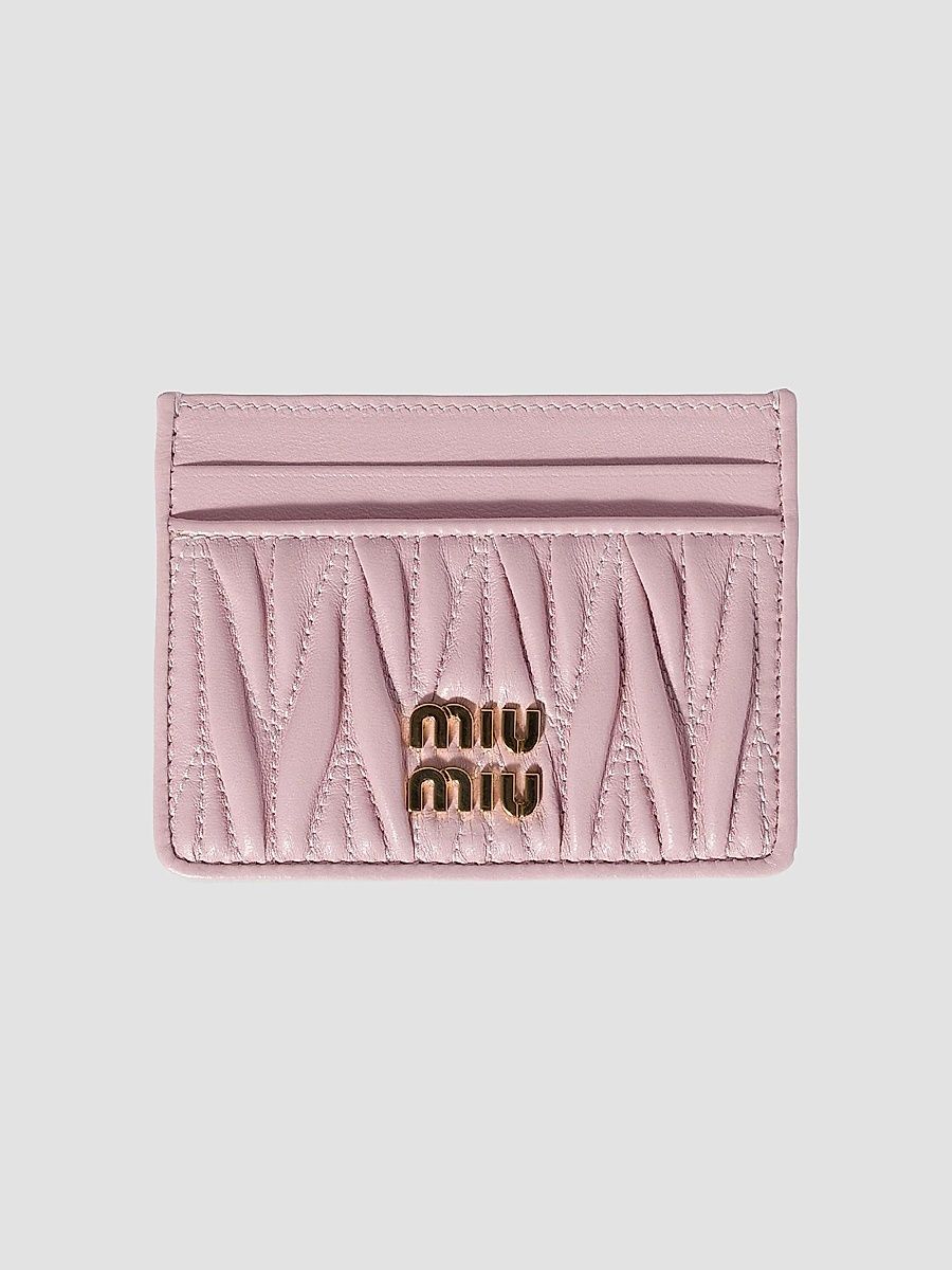 Miu Miu Women's Matelassé Nappa Leather Card Holder - Baby Pink