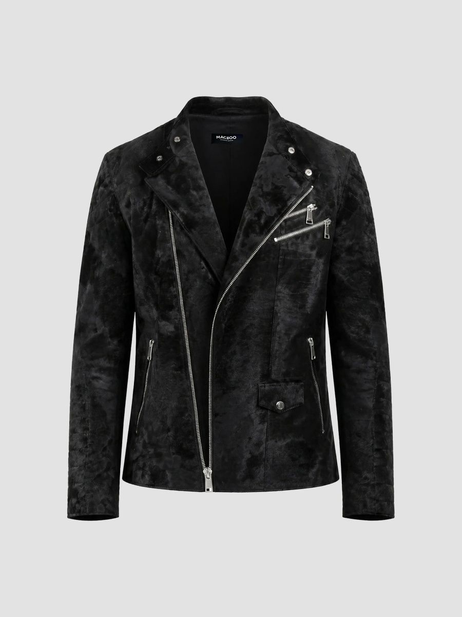 Maceoo Men's Captain Leather Jacket - Black - Size XXL