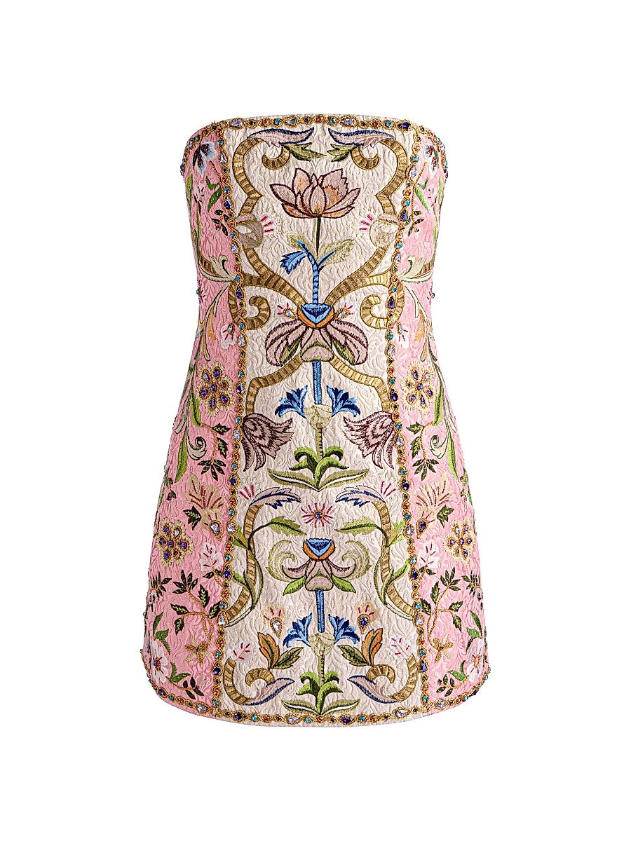 Women's Katia Embellished Floral-Embroidered Strapless Minidress - Champagne Multi - Size 8